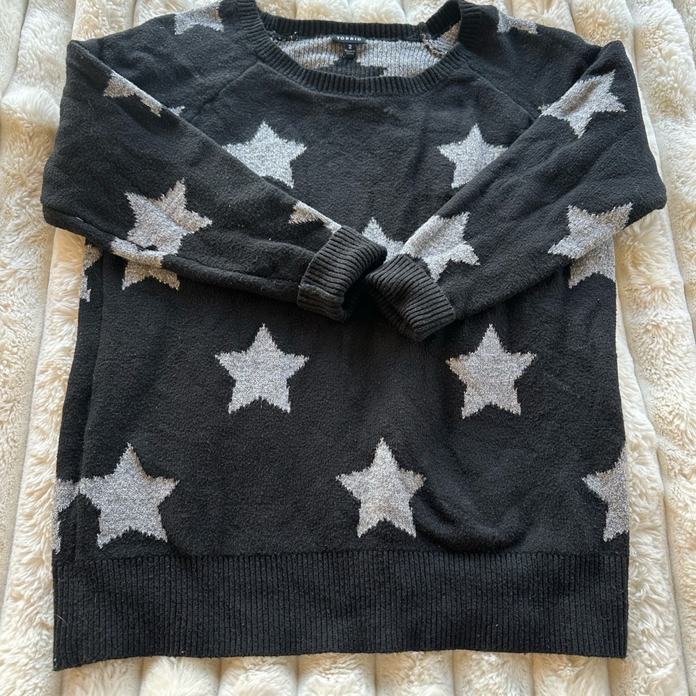 Torrid Black with Silver Stars Knit Sweater